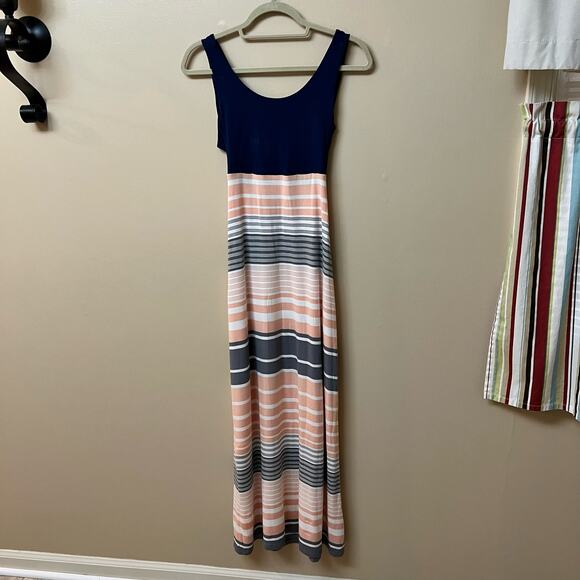 Market & Spruce Color Block Stripe Back Cut-Out Maxi Dress Size XS - Picture 2 of 15